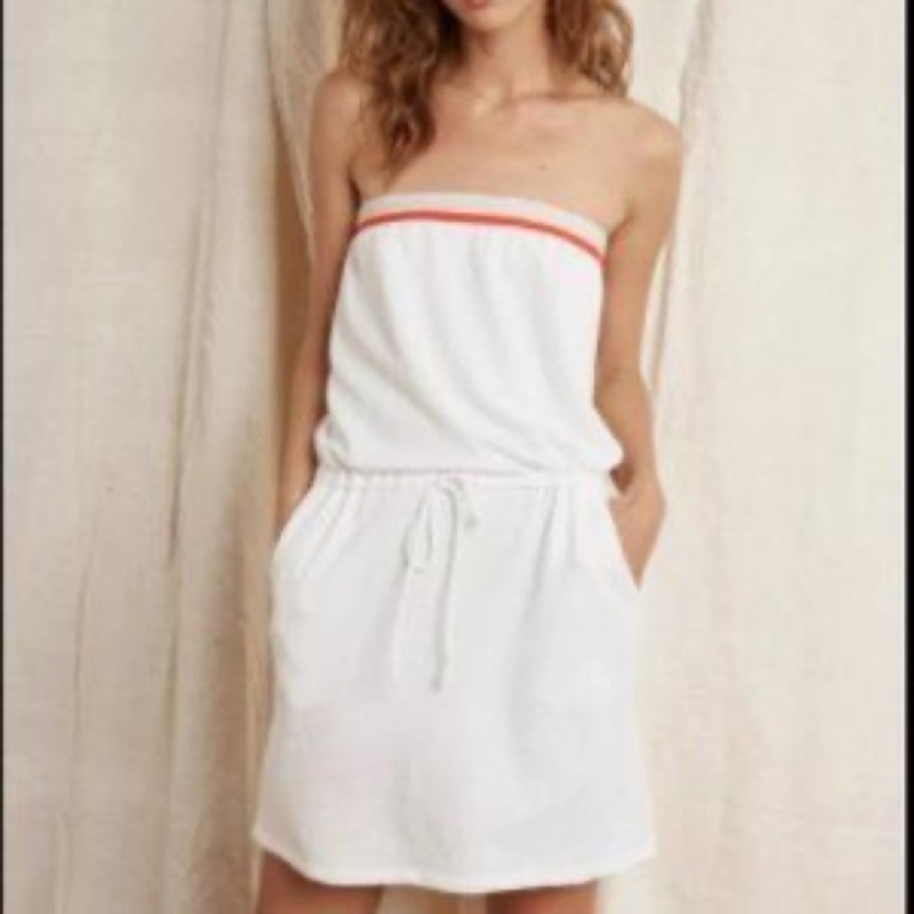 Velvet by Graham & Spencer Strapless Drawstring Terry Dress Sz L - Picture 3 of 9